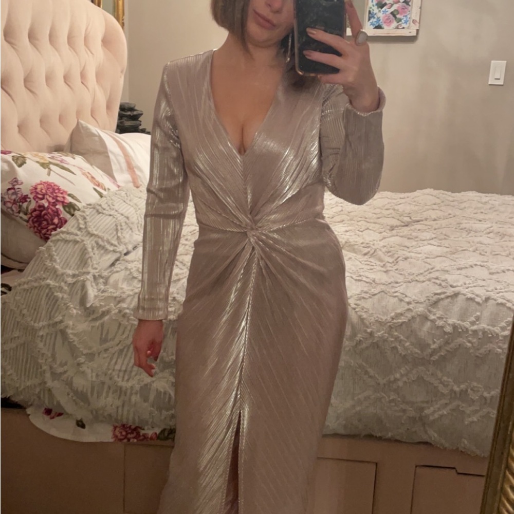 Silver Gown with slit